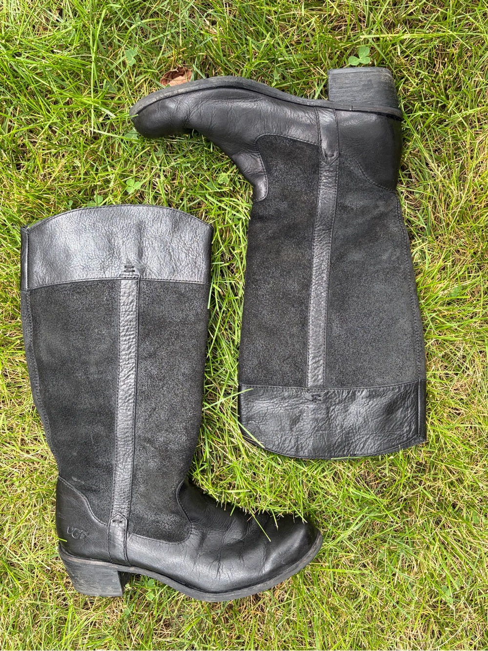UGG Cassis Black Leather Riding Boots- Size 8
